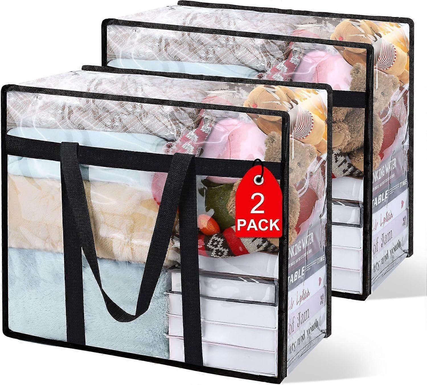 2Pack Clear Blanket Storage Bags, Vinyl Comforter Clothes Storage Closet