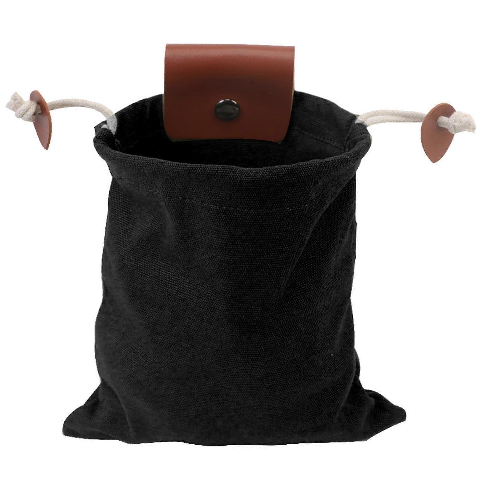 Foraging Bag Canvas Belt Pouch Foldable Design with Drawstring for Outdoor Fruit Picking