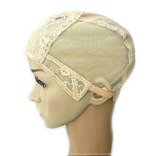 Glueless Wig Cap with Adjustable Straps Stretch Lace for Wig Making Light Brown Secure Fit