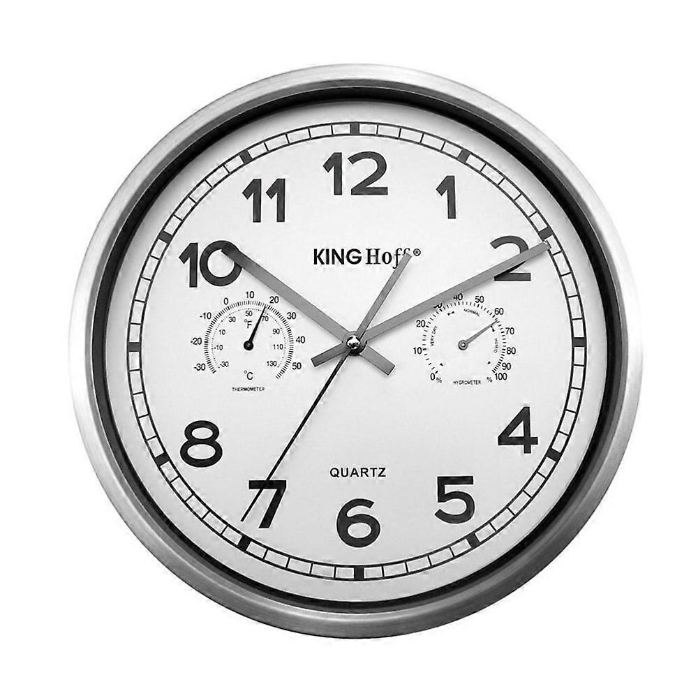  Kinghoff wall clock 30cm hygrometer + thermometer KH5027
