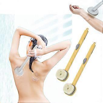Rückenbürste für die Dusche mit langem Griff, weiche Badebürste mit Seifenspender