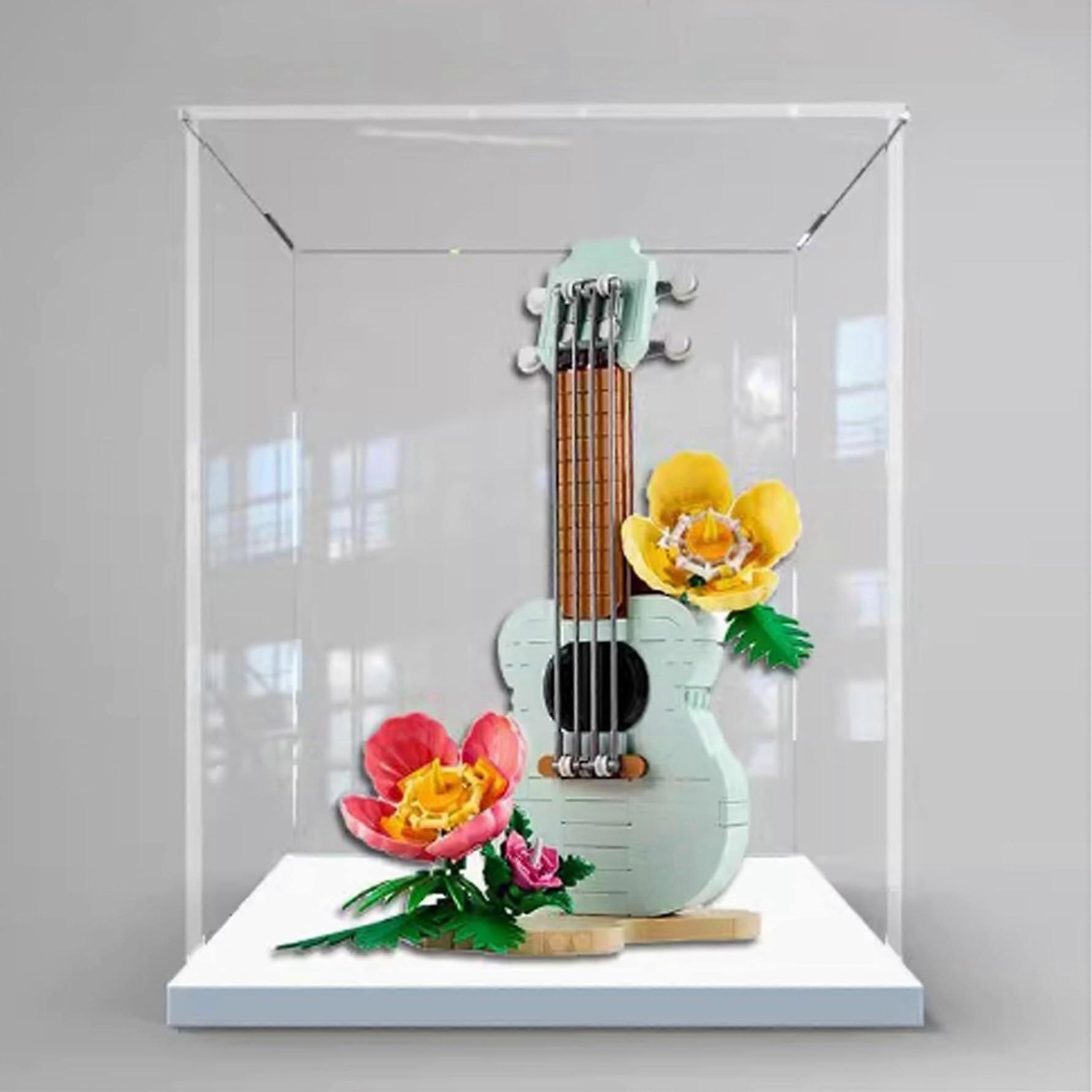 Acrylic Display Case for  31156 Ukulele Model, Clear Dustproof Stackable Box with White Base