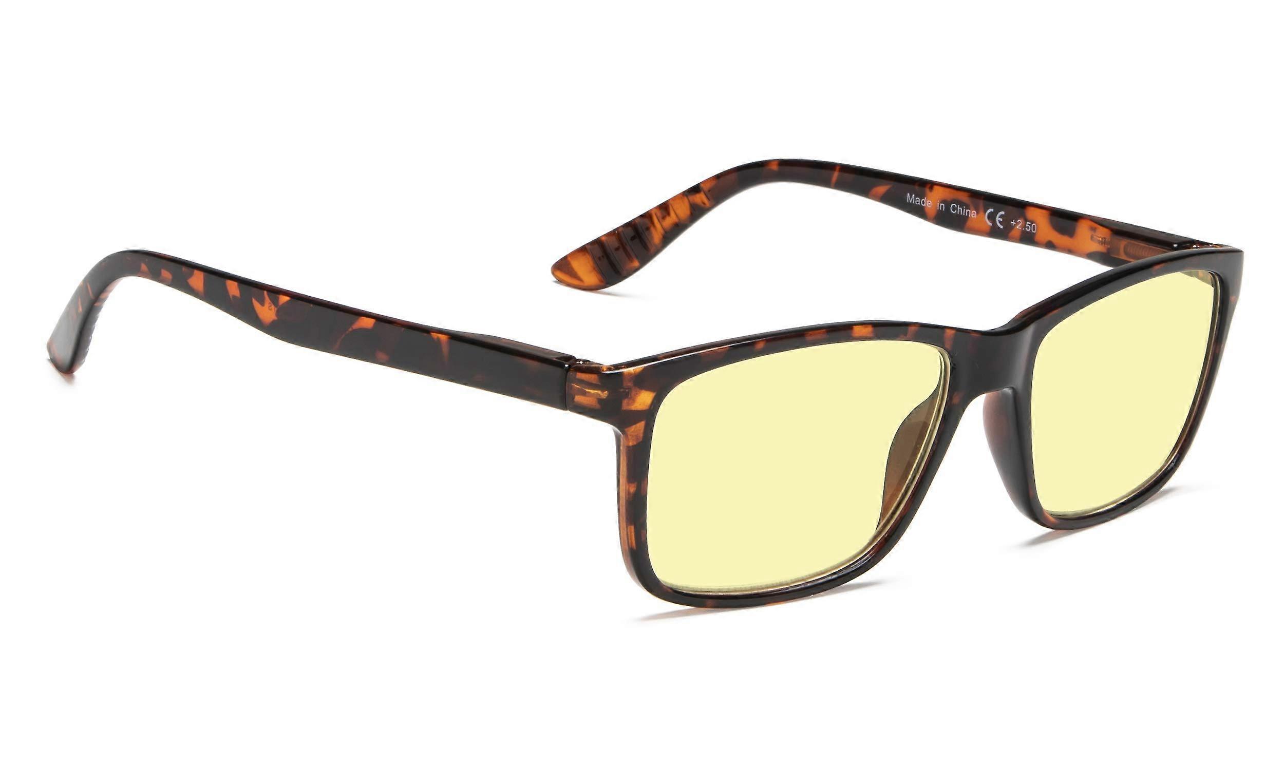 Blue Light Blocking Reading Glasses +1.00 Tortoise Frame Yellow Tint for Computer Use