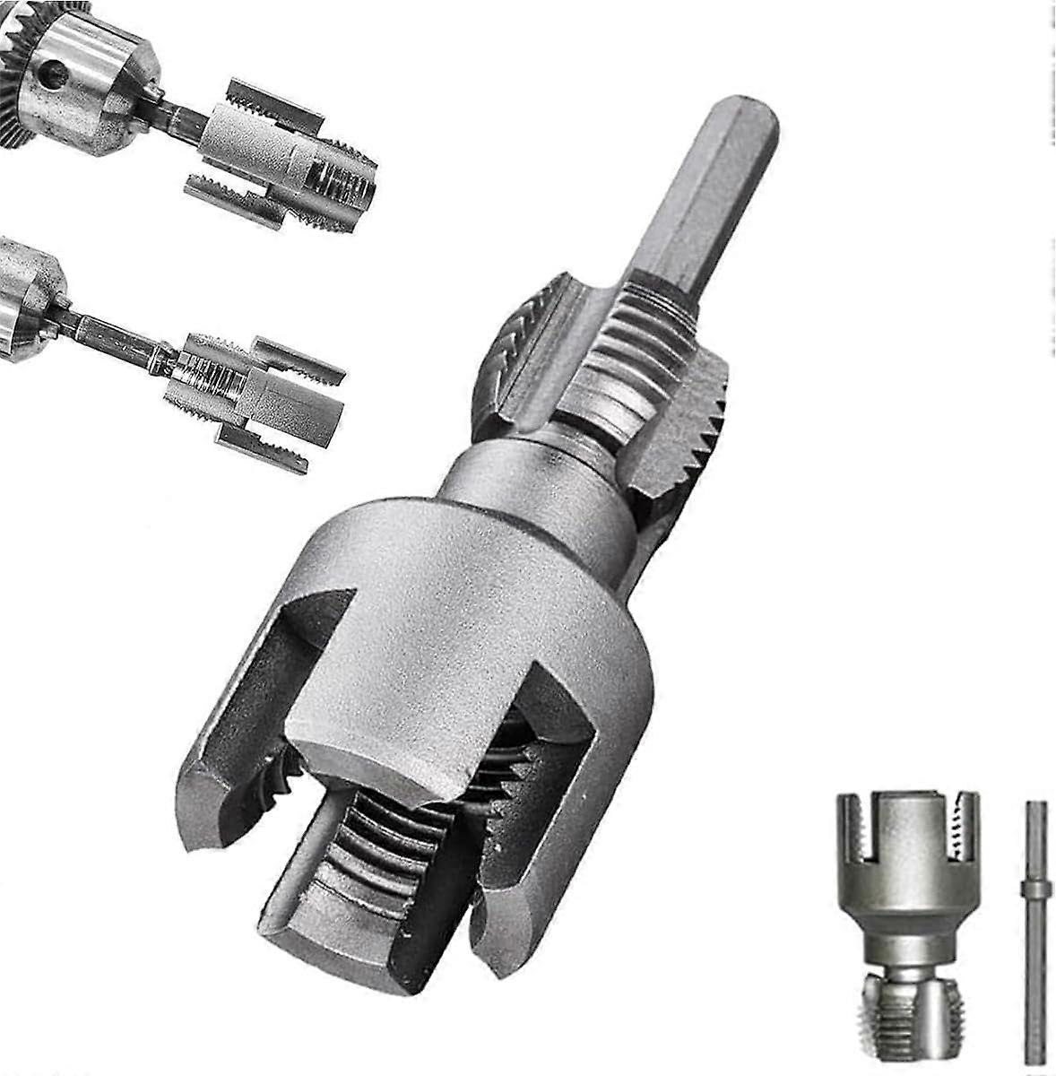 1/2" & 3/4" PVC Pipe Threading Tool for Internal/External Threads, Compatible with Electric Drills