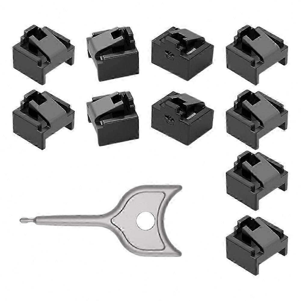 10PCS RJ45 Lockable Dust-Proof Network Plug Inserts with Key for Enhanced Switch Router Data Security