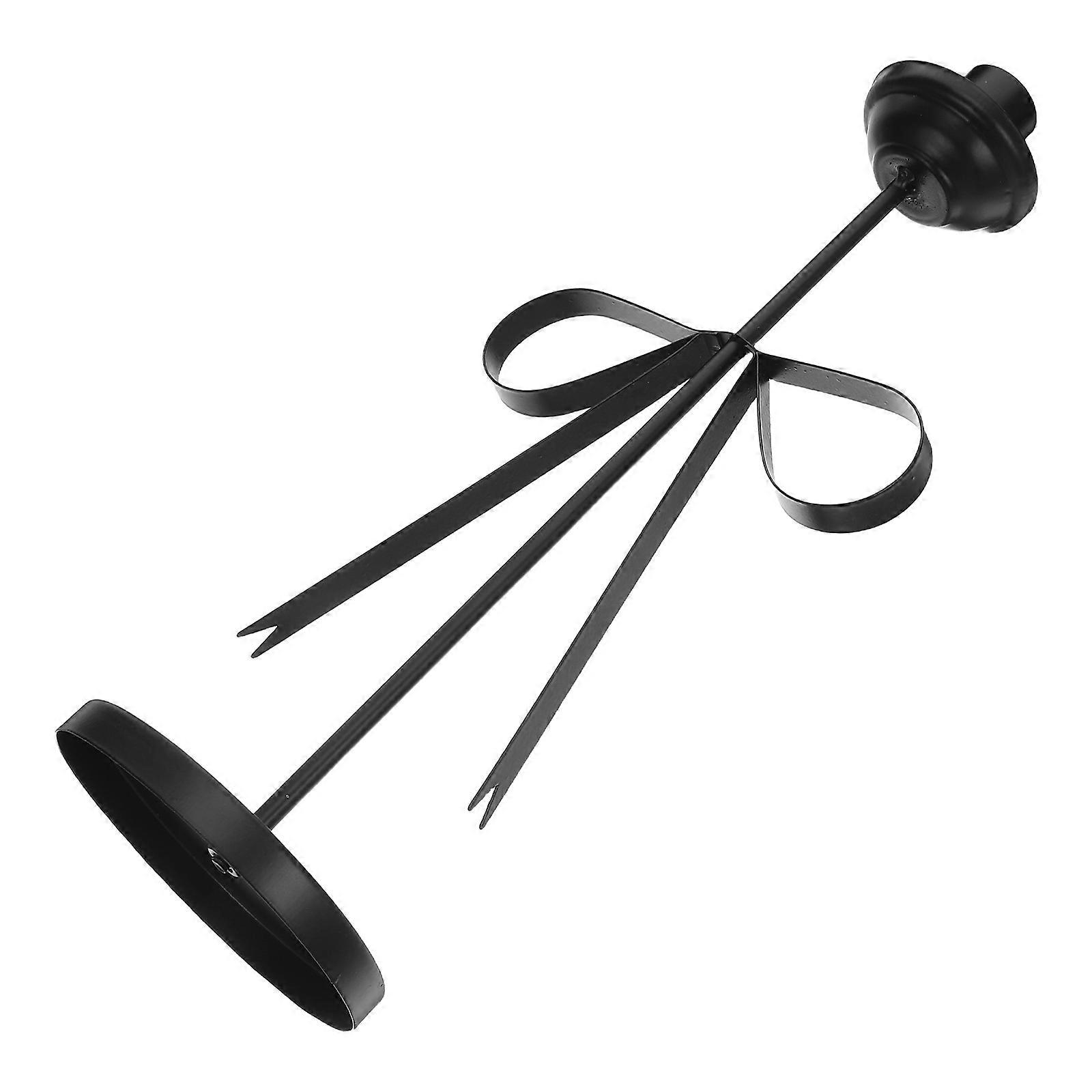 Black Iron Candle Holders for Dining Table Rustic Bow Design 4Pcs