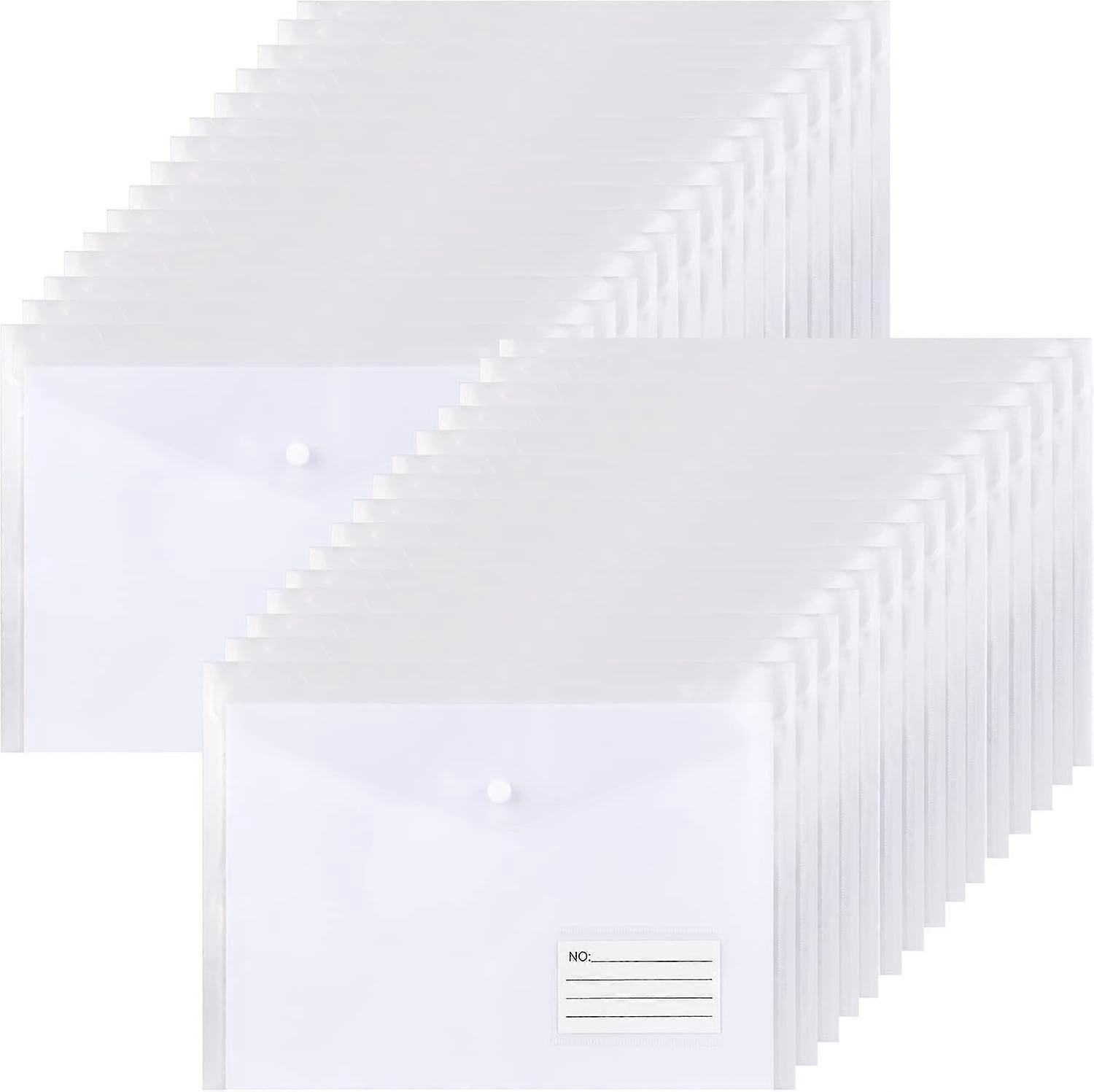A4 Clear Plastic Folders - 30PCS A4 Wallets with Label Pocket Document Files Wallets A4 Plastic Envelope Folder
