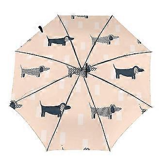 SHEVT-Dachshund Dog Scandinavian Pattern Windproof Automatic Folding Inverted Umbrella Portable Paraguas for Man Woman