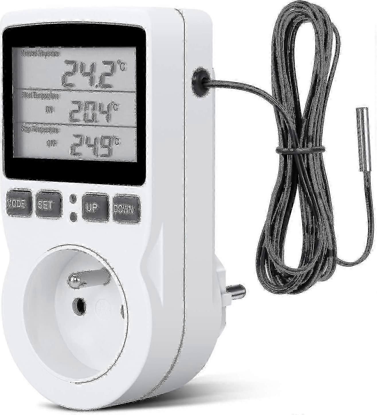 LCD Digital Temperature Controller, Heating Cooling Thermostat Socket, Dual System with Alarm, 230V 16A for Greenhouse Farm Home