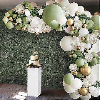 127 Pcs Olive Green Balloons Arch Garland Kit - White Olive Green Gold Confetti Balloons Set for Wedding Birthday Baby Shower Party Decorations
