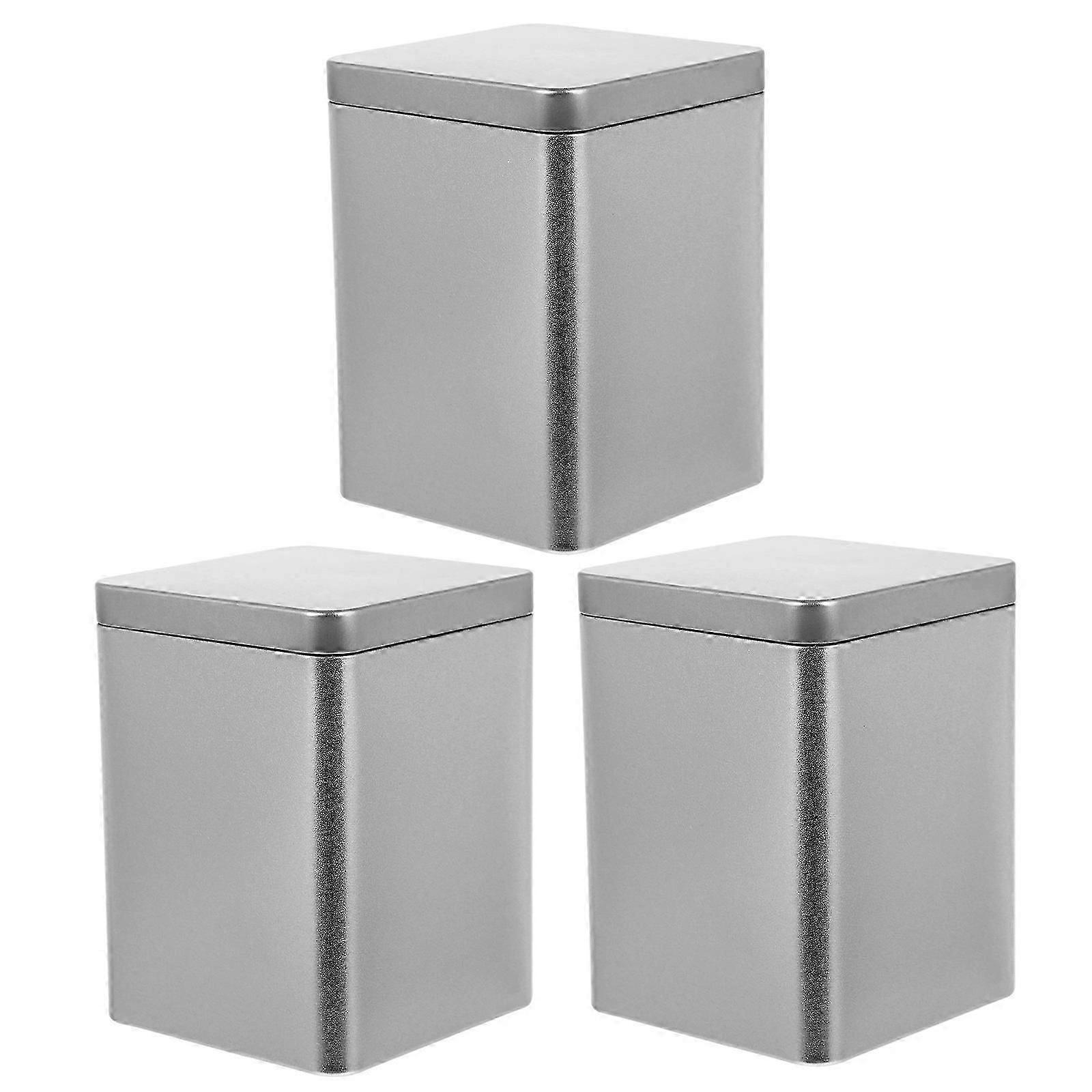 Tea Boxes Universal Metal Wrapping Box for Storage Use 3Pcs Silver
