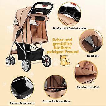 Dog stroller pets buggy up to 15 kg 81 x 45 x 101 cm beige
