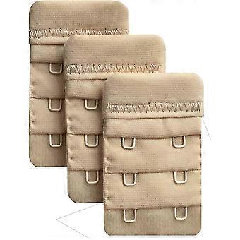 Beige 3er-Pack BH-Verlängerungen für Damen, 2 Haken, weich und bequem