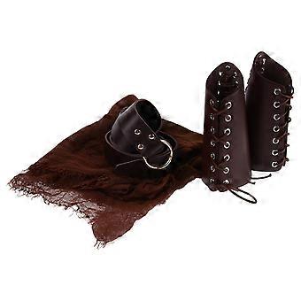 1 sett med mann ridder kostyme tilbehør ridder kostume belte arm bracers kappe