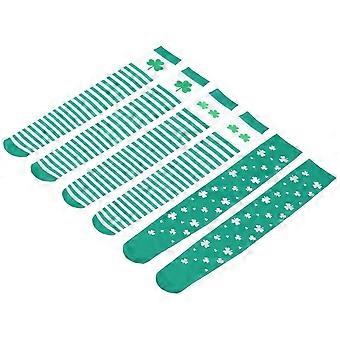 Long Thigh High Socks compatible with Women Shamrock Design, Comcompatible withtable Fit, Festive Party Stockings, 3 Pairs