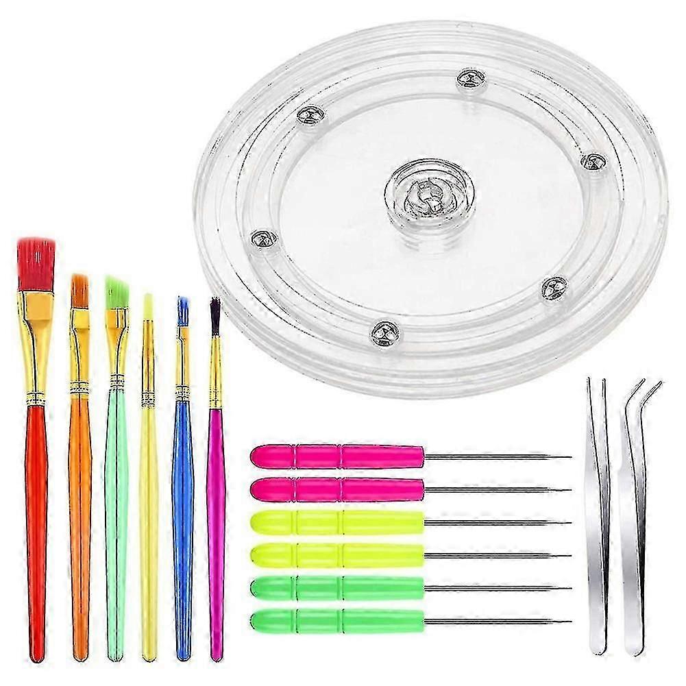 Acrylic Cookie Turntable,6 Cookie Scribe Needle,6 Brushes,2 Tweezers