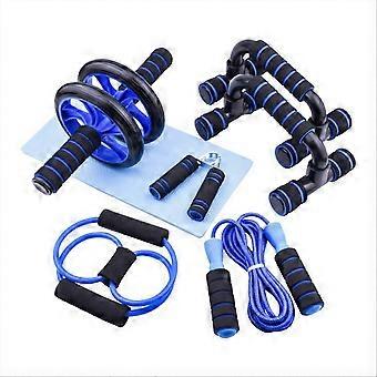 Blue Abdominal Wheel Set 7-Piece Set Push-Ups Abdominal Wheel Dual