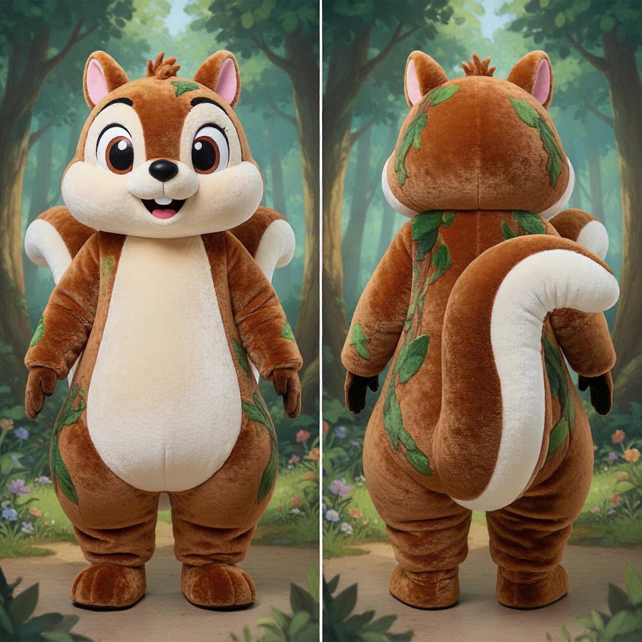 MASTICOT Forest Green Playful Flying Squirrel Mascot