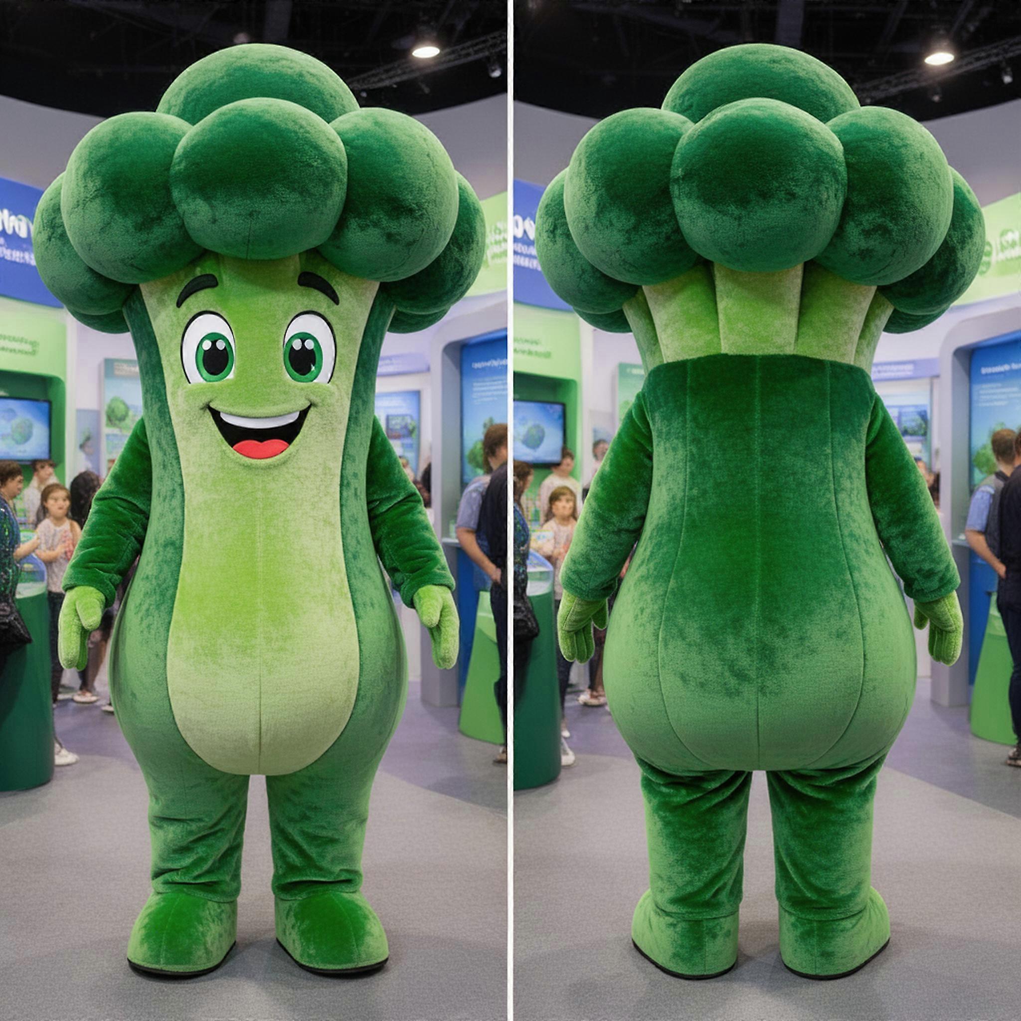MASTICOT Emerald Green Cheerful Broccoli Mascot