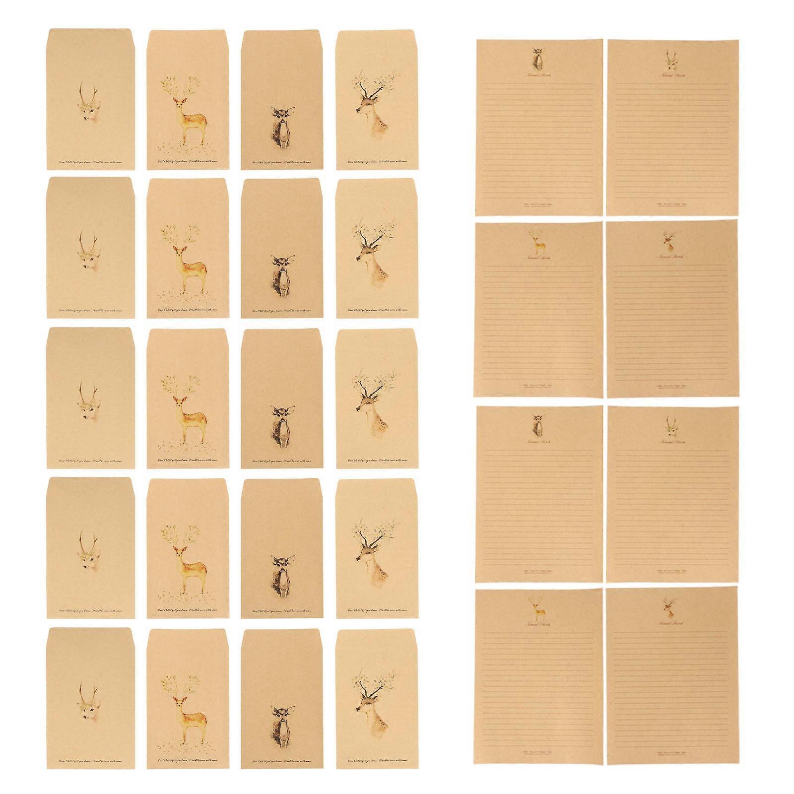 Envelope Set for Blessing Use 1Set Kraft Paper Retro Fawn Pattern