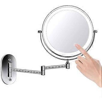 LED Wall Mounted Makeup Mirror with Touch Control Light, Double Sided 1X/10X Magnification for Bathroom