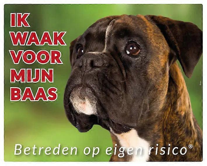 Sticker King Boxer Brindle Warning Sign