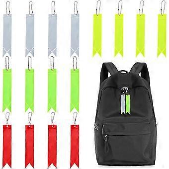 16Pcs 4 Colors Safety Reflector Pendant with Chains Reflective Tags PVC Plastic Waterproof Visible Safety Keychain Gear for Backpack Cycling Running