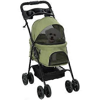 Dog stroller/dog buggy, foldable, with 2 safety leashes and 2 cup holders, 67 x 45 x 96 cm, green