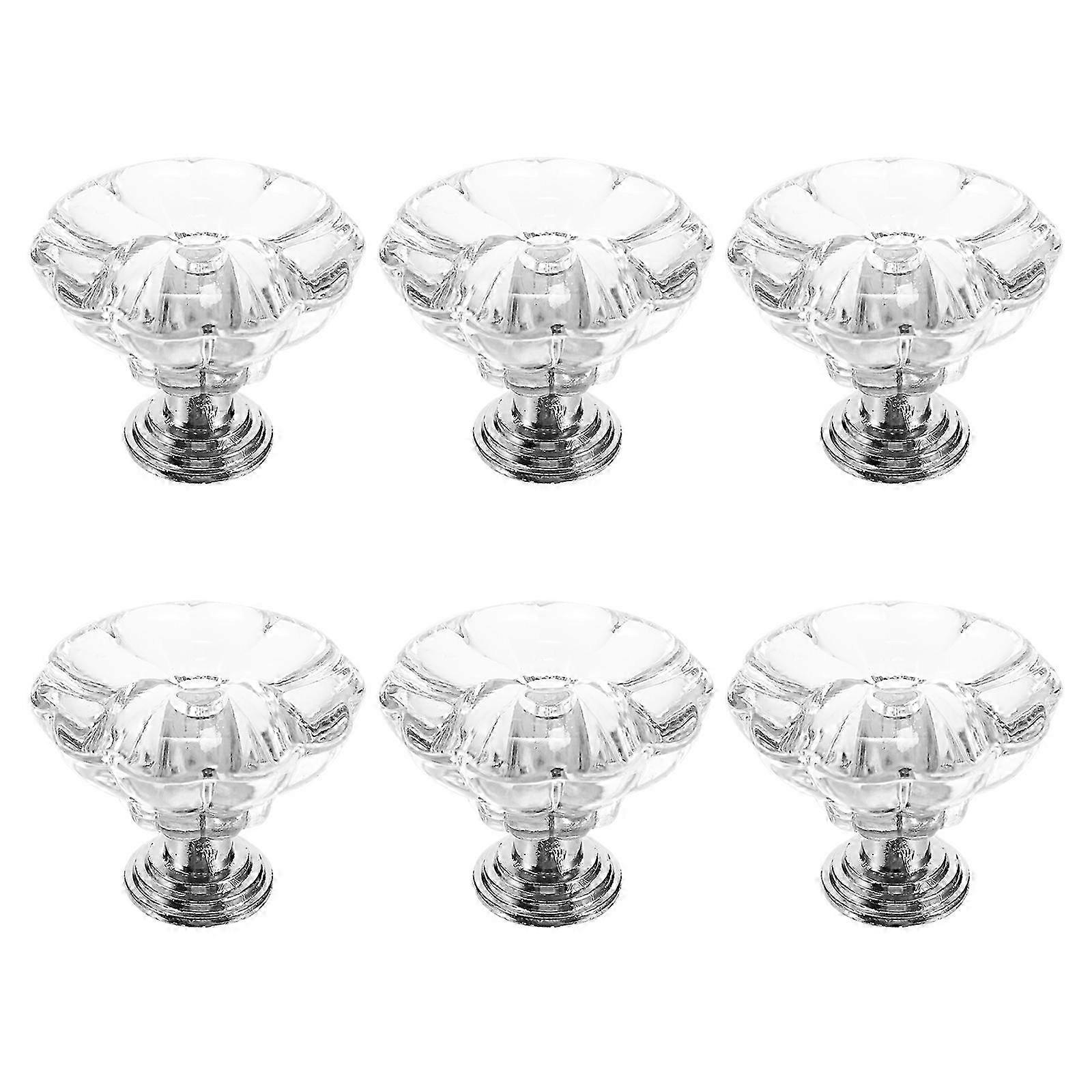 6 Pcs Round Vanity Tray Cabinet Round Knobs Diamond Drawer Knobs Glass Drawer Pulls Closet Knobs