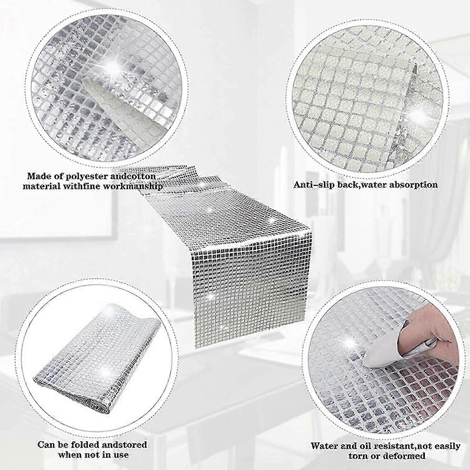Retro Silver Sequin Table Runner