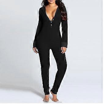 Butt Flap Lingerie Jumpsuit Vrouwen Onesie Pyjama Back Button-down Bodycon Nightwear Volwassenen Combinais