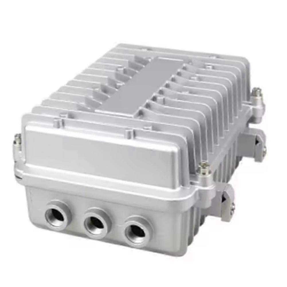AP amplifier housing compatible with wireless outdoor bridge base stations. Die-cast metal housing. Waterproof box. Top