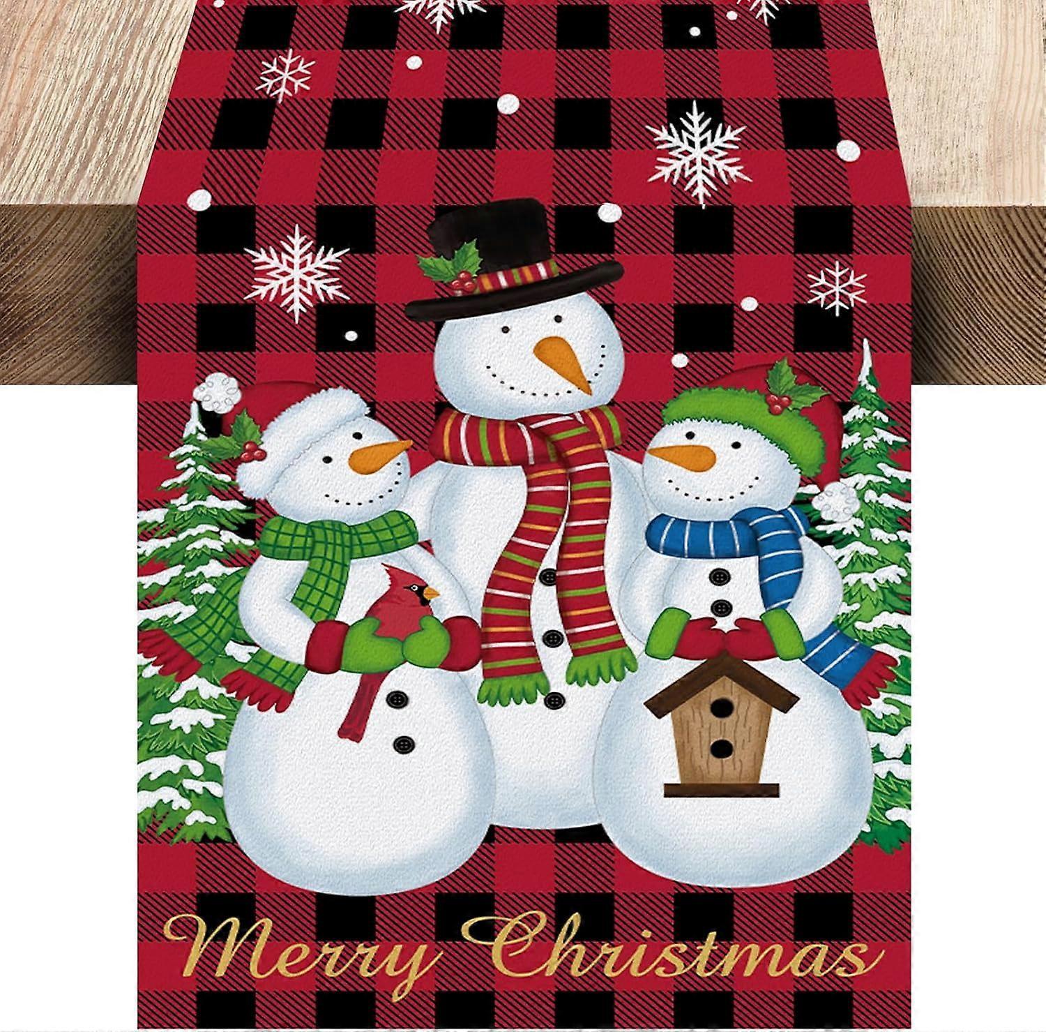 Waterproof Snowflake & Snowman Table Runner