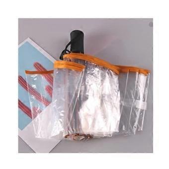 Compact Folding Umbrella Automatic Transparent Clear Canopy Windproof 3 Fold for Travel Women Men