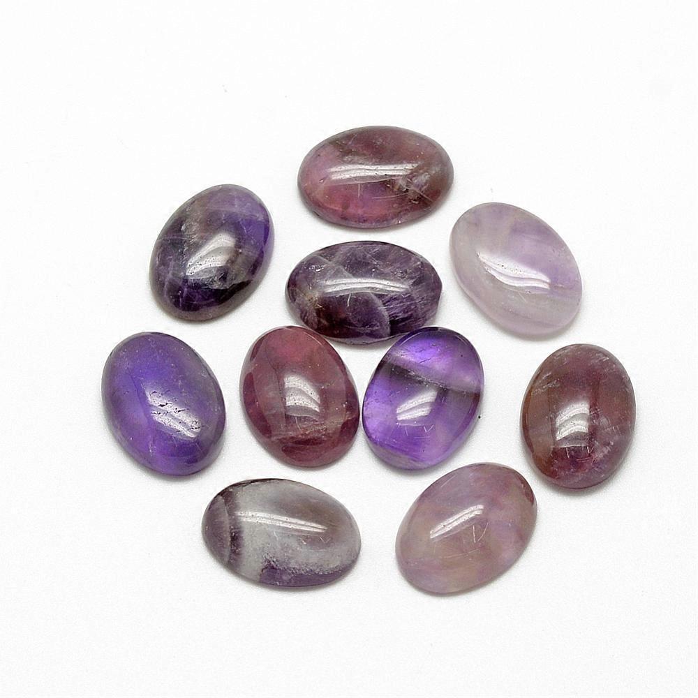 50pcs Amethyst Cabochons Oval 10x8x4~5mm