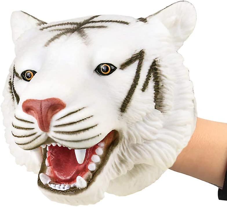 柔らかいゴムの白い虎の手の人形現実的なラテックス動物の教育の小道具のクリスマス誕生日パーティーのギフトに適した白い虎