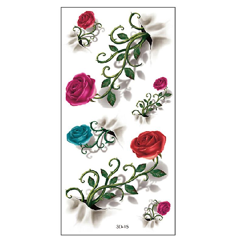 3d Red Rose Waterproof Temporary Tattoos Stickers