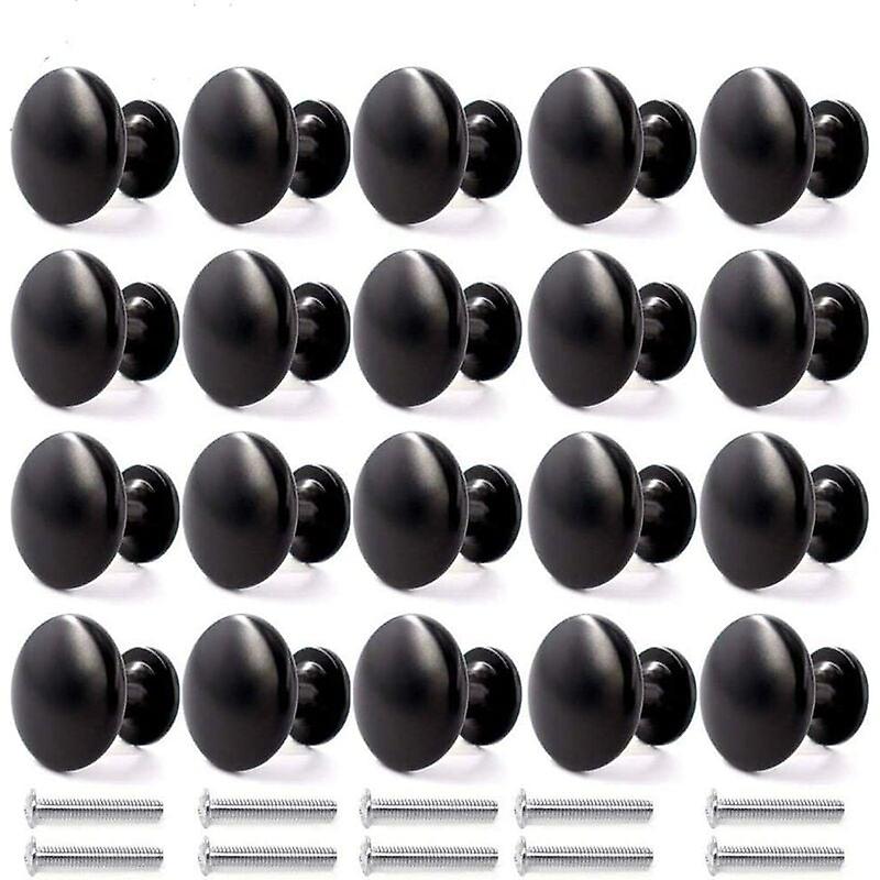 20PCS Door Knobs Drawer Knobs 30mm Vintage Handles Furniture Cabinet Knobs for Kitchen Cupboards (Black)