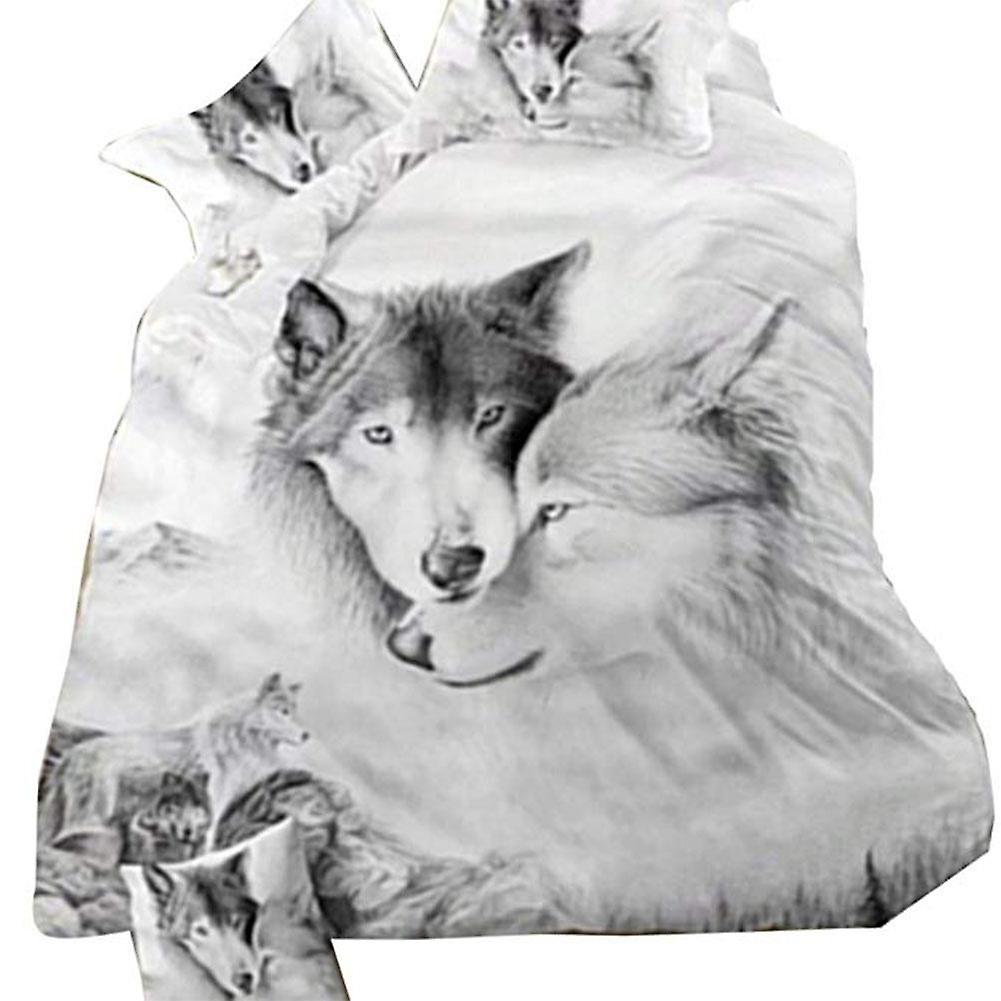 3D Wolf Head Bedding Set - Full Size Quilt Cover & Pillowcases, 3 Pcs