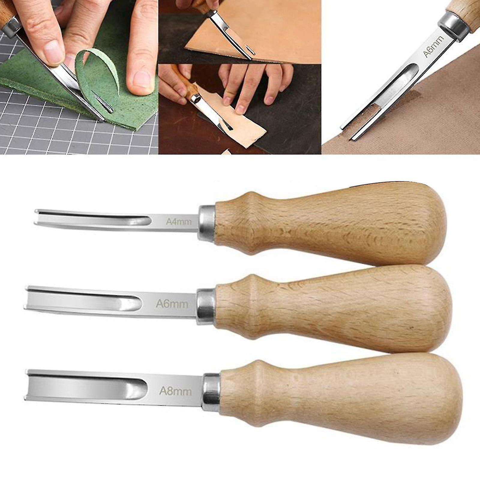 4 Sizes 4-10mm Practical Leather Craft Edge Beveler Diy Handle Hand Cutting Craft Skiving Tool Knife Beveling Woodwork Wood N1x1