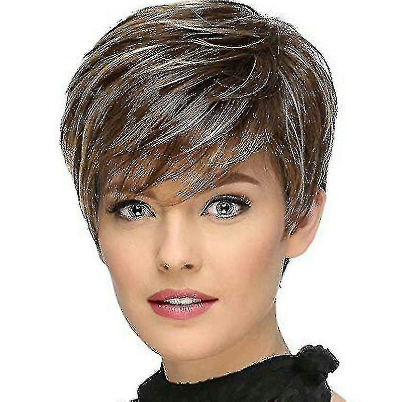 المرأة الصبي قص الطبقات القصيرة Pixie الشعر المستقيم الشعر المستعار الاصطناعية