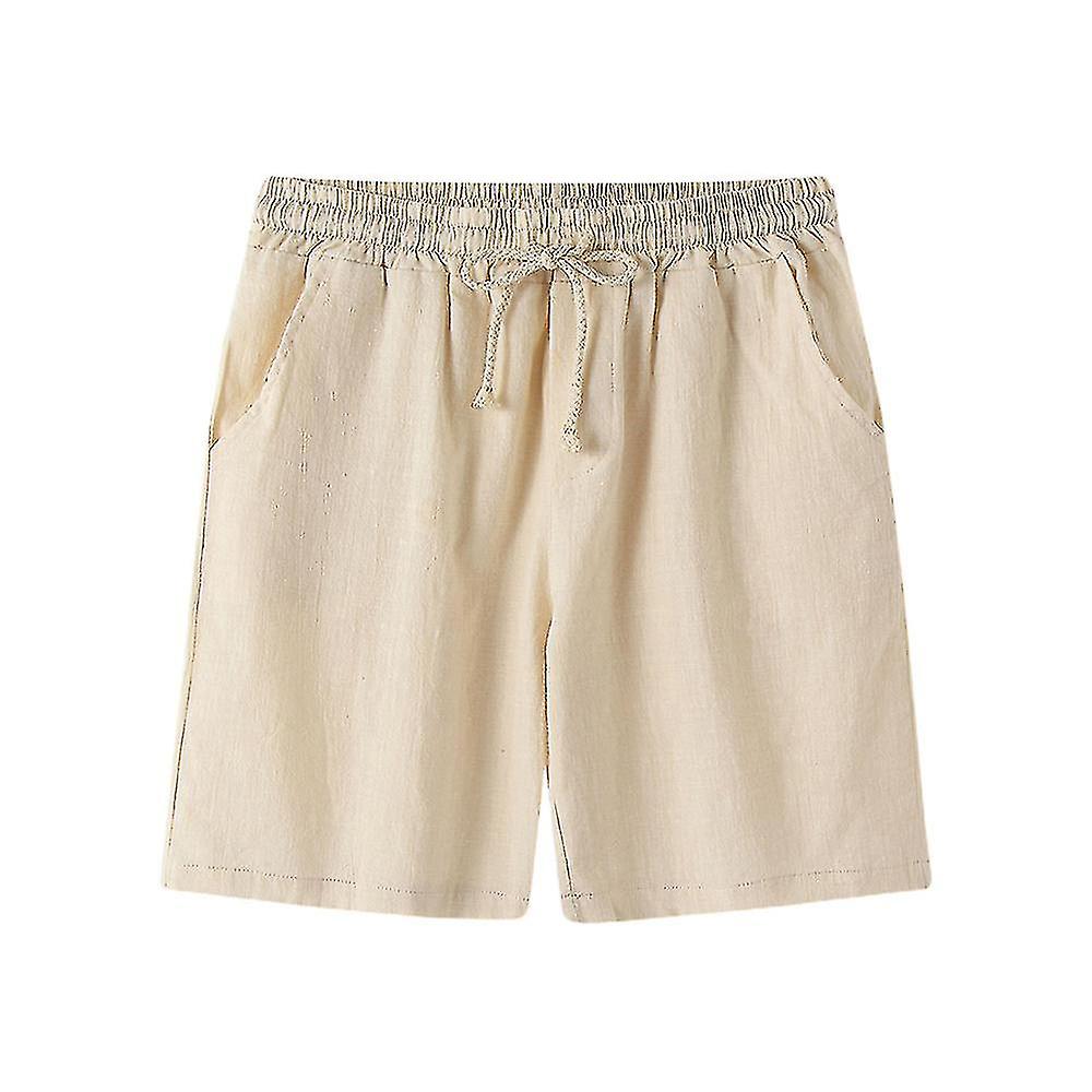 Hxetlv Hommes Uni Élastique Taille Cordon De Serrage Short Pantalon Court Sports Kaki S