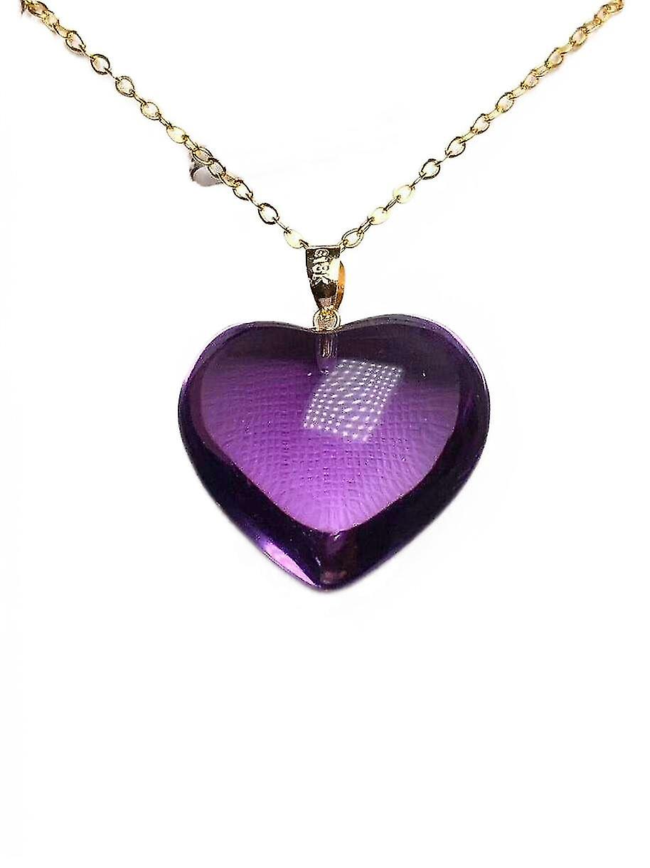 Natural Purple Amethyst Quartz Brazil Crystal Faceted Heart Love Pendant
