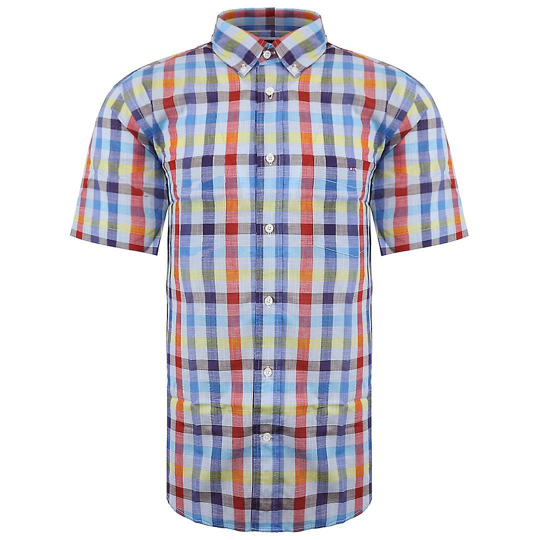 Eden Park Paris Short Sleeve Checkered Mens Multicoloured Oxford Shirt 149218