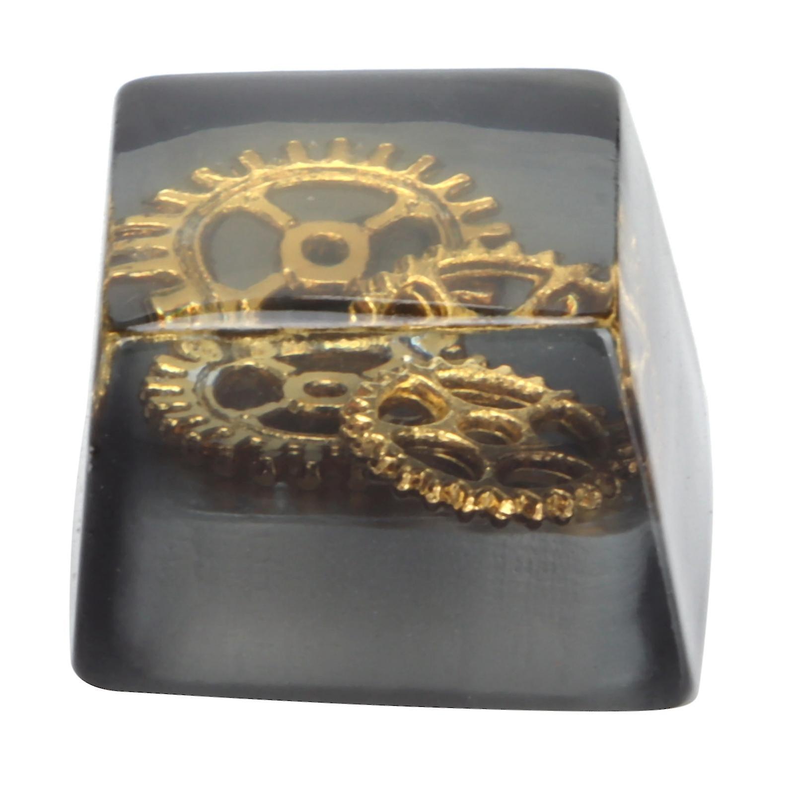 Handmade Resin Keycap for Mechanical Keyboard, Corrosion Resistant Universal Keycaps Black Gear Design Durable Accessories