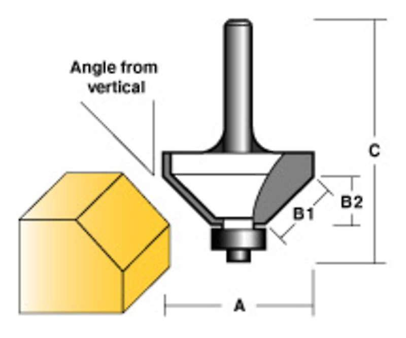 Carbitool Chamfer Router Bit 45Deg W/Bearing 1/2" Shank