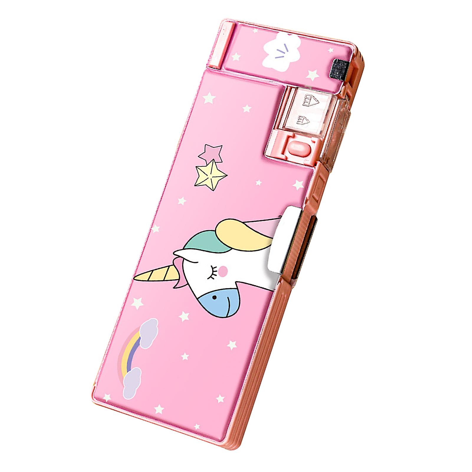 Pencil Bag Cute Cartoon Style Double Sided Inbuilt Sharpener Portable Large Capacity Large Pencil Case for Kids School Monster 