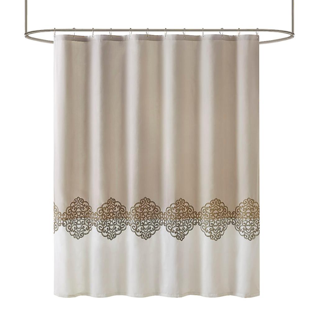 Pieced and Embroidered Shower Curtain