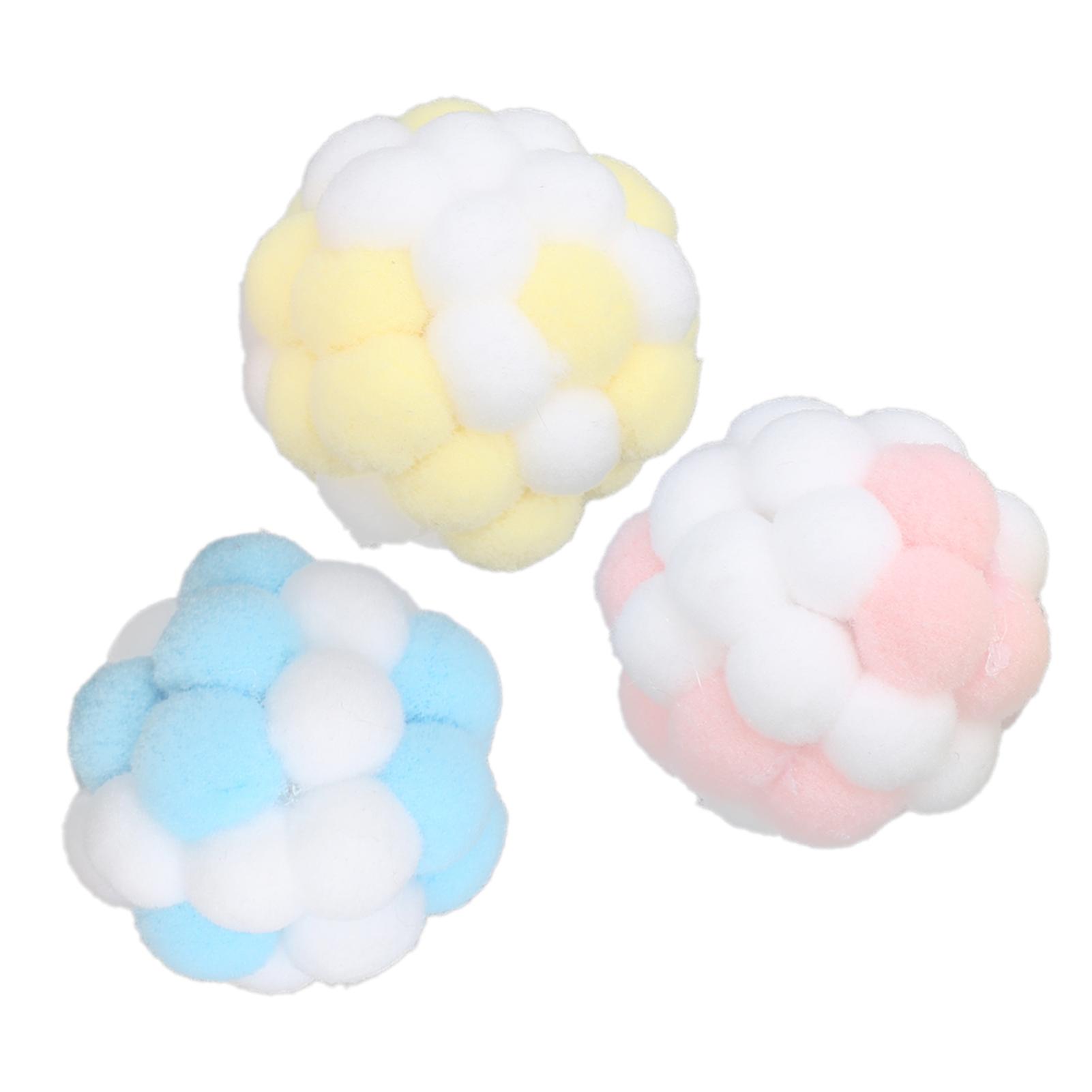 3Pcs Cat Toy HandMade Plush Cat Interactive Bell Ball for Cats Chewing Training