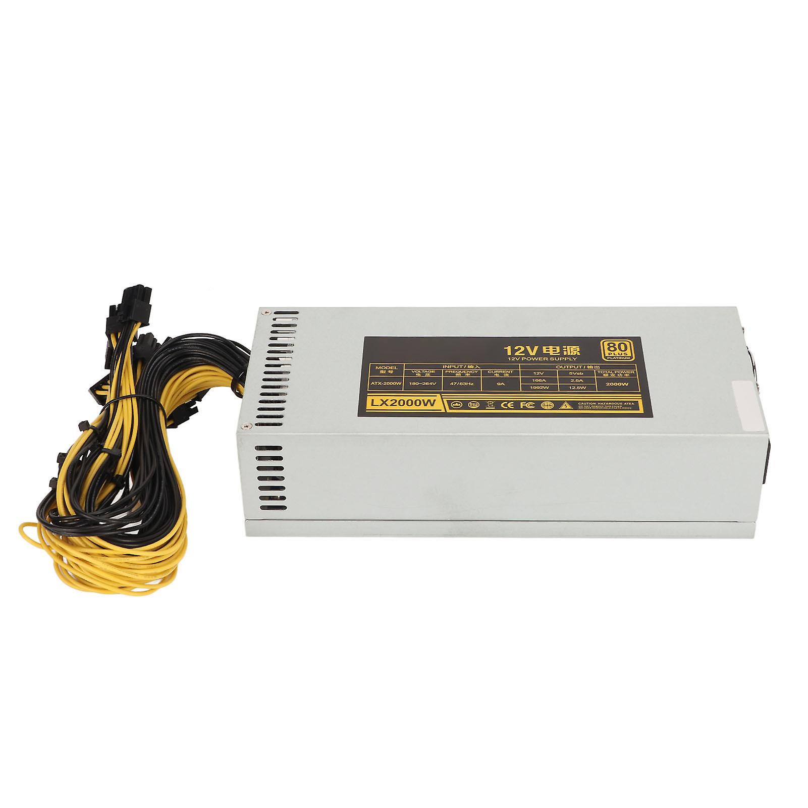 2000W Mining Power Supply Support 8 GPU Cards Single Channel 2U PSU PC Mining Power Supply 180‑264V